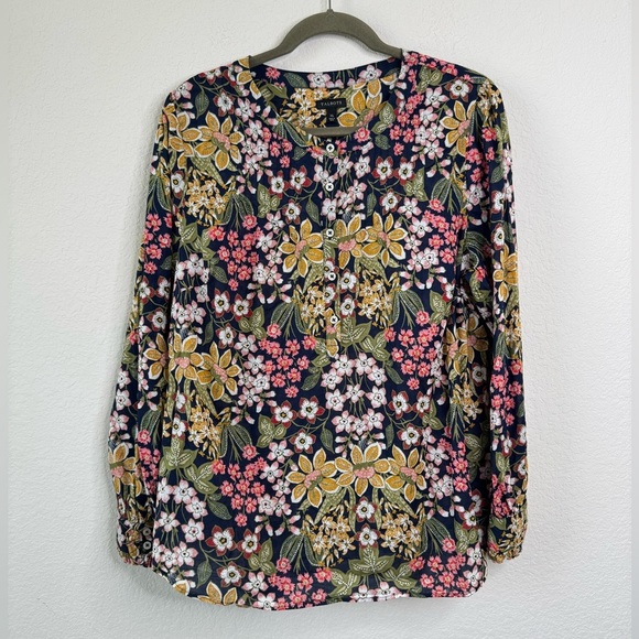 Talbots Women’s XL Feminine Pintuck Popover Top Blouse Garden Floral Cottagecore - Picture 3 of 8